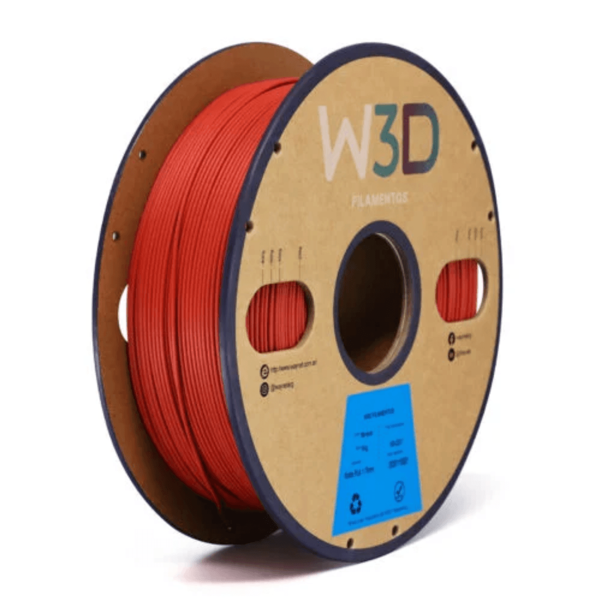 Filamento PLA Mate W3D 1kg 1,75mm — Rojo