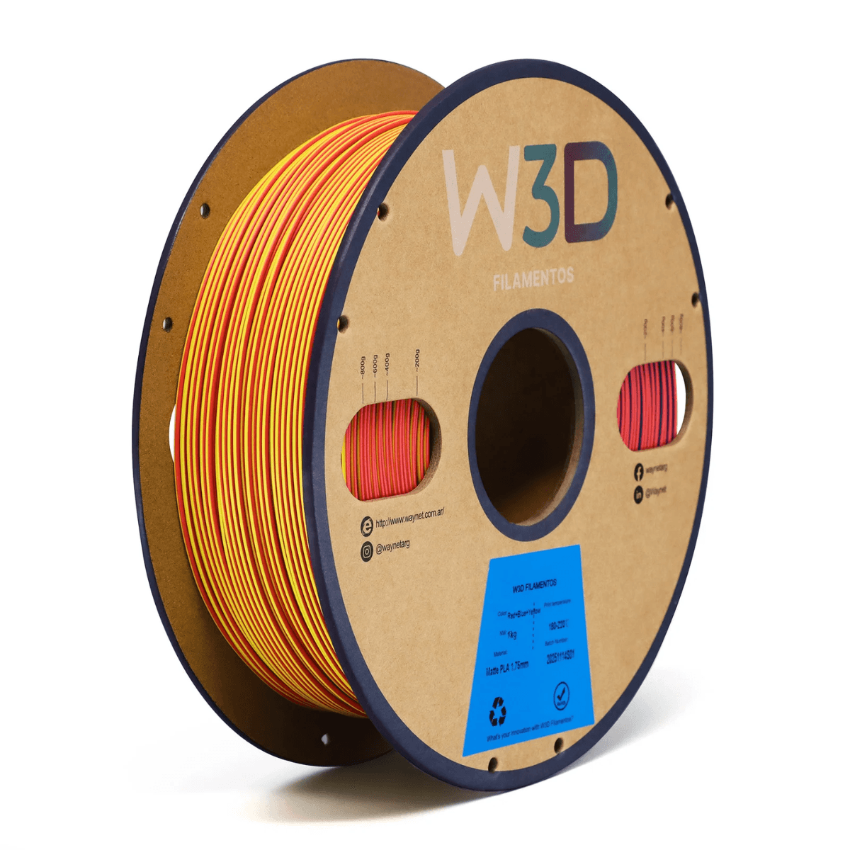 Filamento PLA Tricolor W3D 1kg 1,75mm