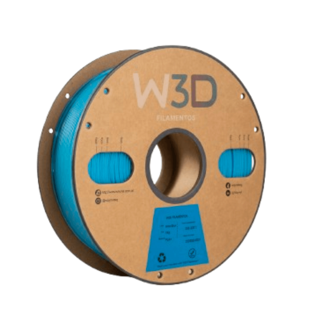 Filamento PLA+ W3D 1kg 1,75mm — Celeste glow