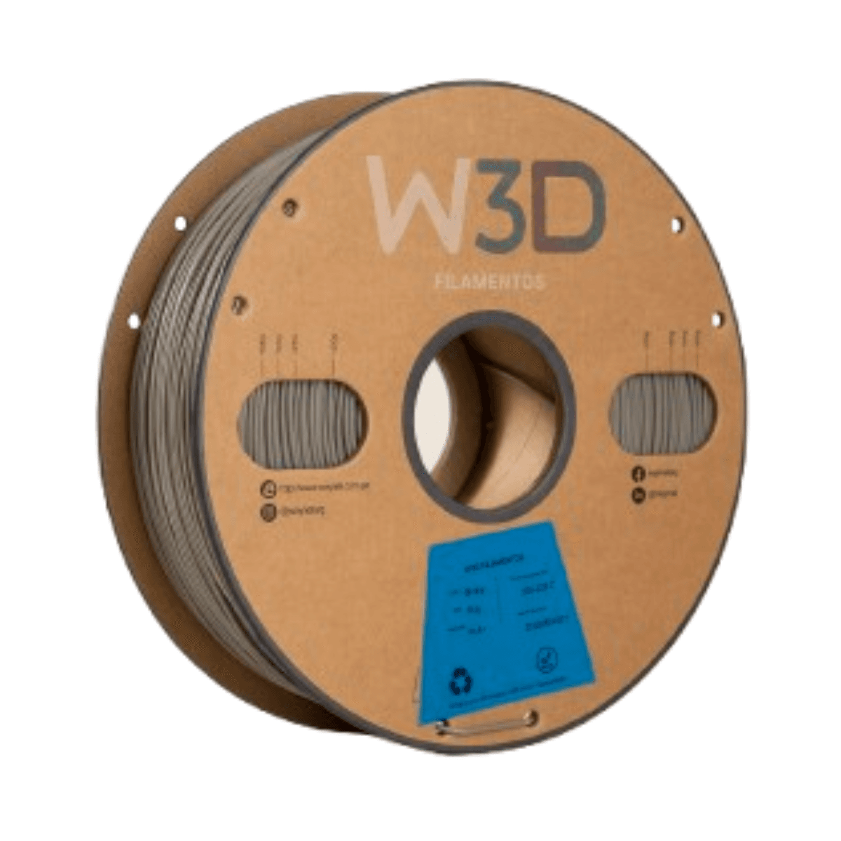 Filamento PLA+ W3D 1kg 1,75mm — Gris