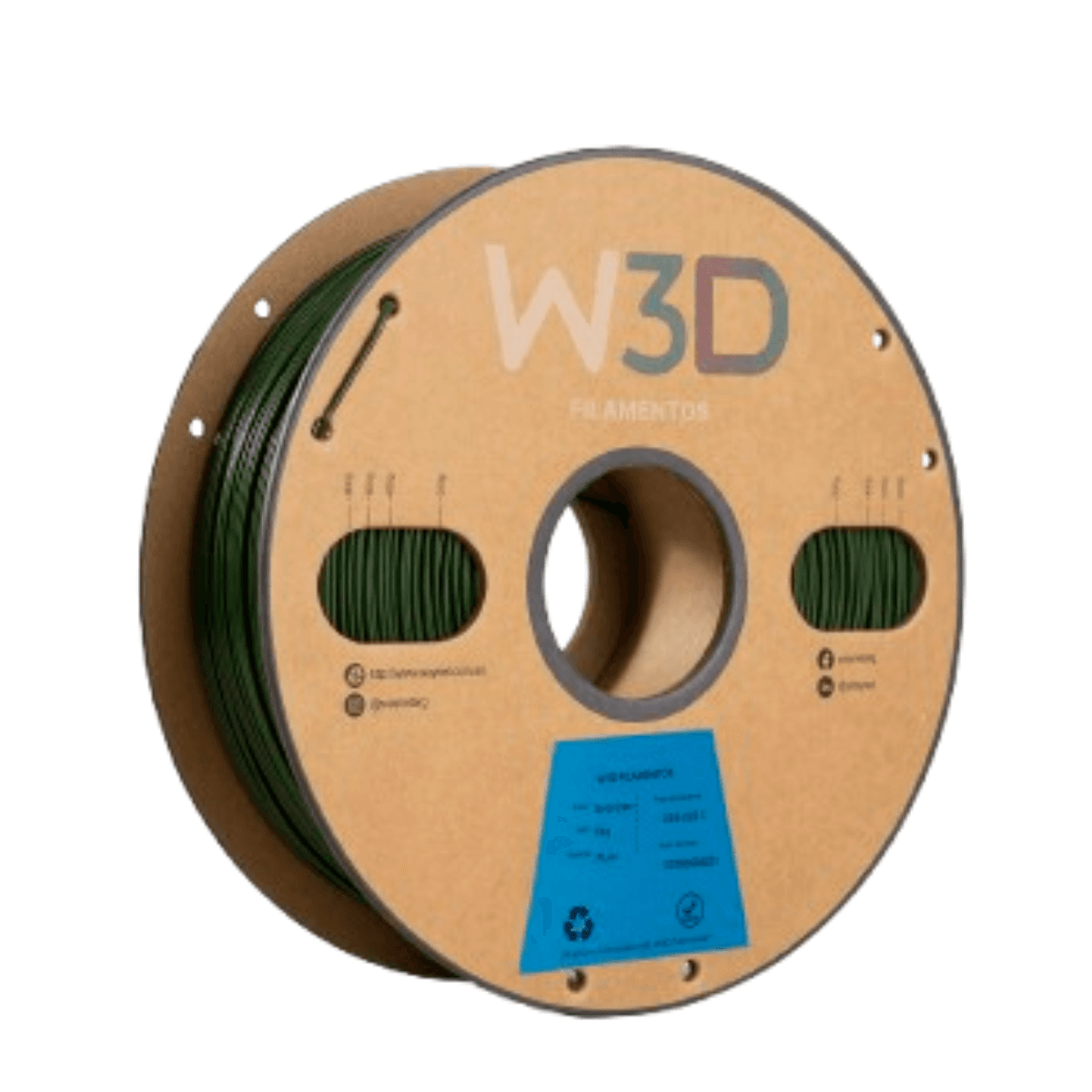 Filamento PLA+ W3D 1kg 1,75mm — Verde Oscuro